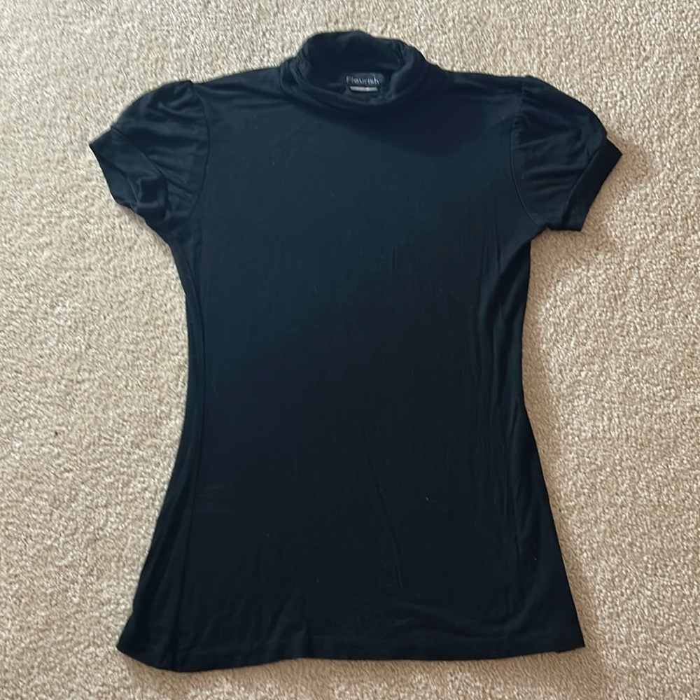 Black short sleeve mock turtleneck Size M